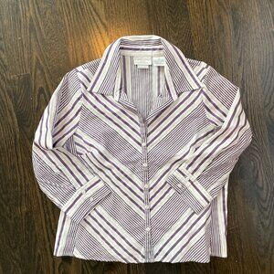 Vintage Y2K Worthington Petite Blouse - Purple Stripe - 12 Petite